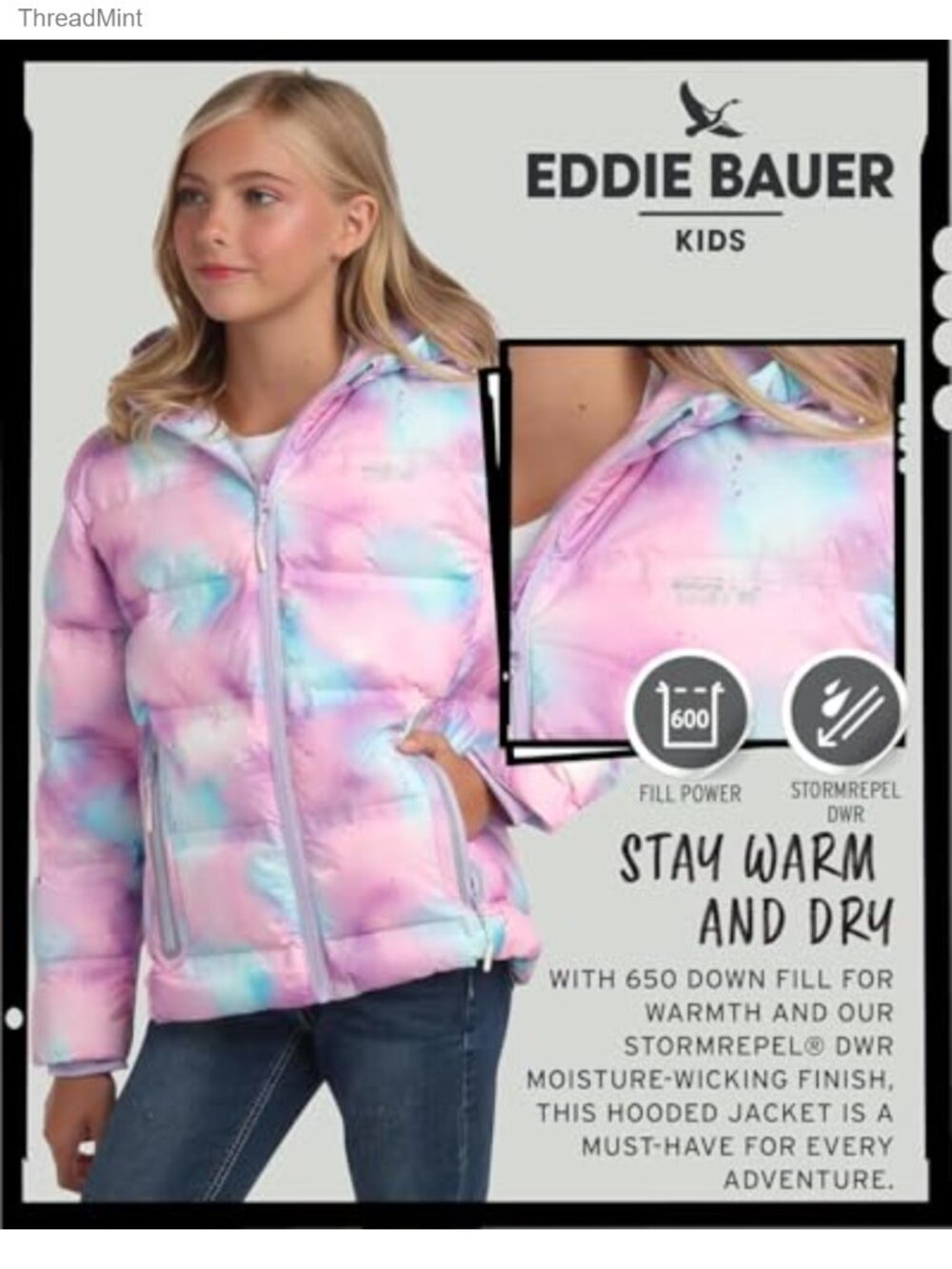 Heavyweight Quilted Down Jacket for Girls – Insulated Hooded Winter Coat - Picture 4 of 5